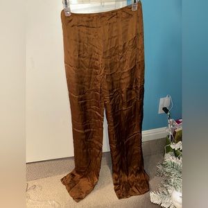Stark Brown Silk Pants Slit